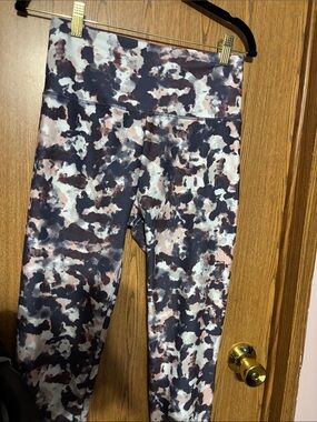 Balance Collection Camo-Print High-Rise Leggings in Black, Brown & Cream